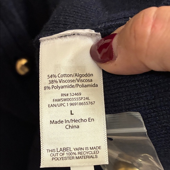 NWT Free Assembly Classic Navy Women's Sweater with Gold Buttons Sz L - Picture 12 of 14